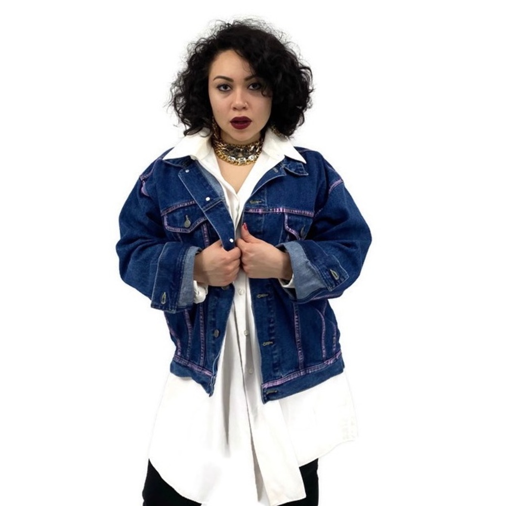 Custom Painted Ex-Boyfriend Denim Trucker Jacket L - Picture 6 of 15